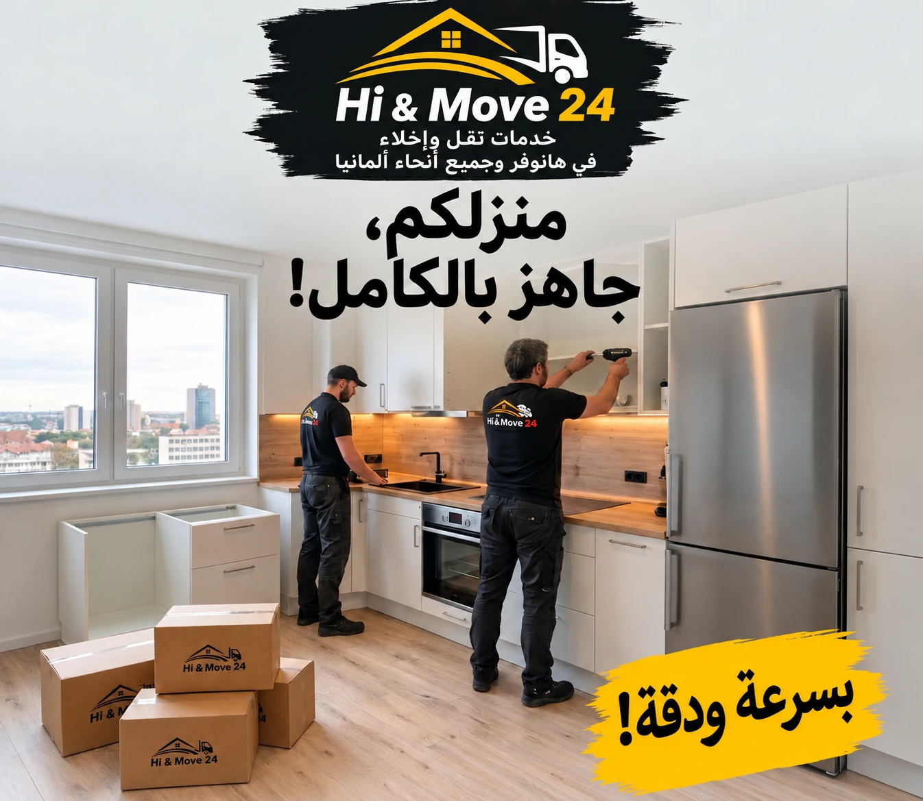 صورة إعلانية لتركيب المطابخ من HI&Move24
