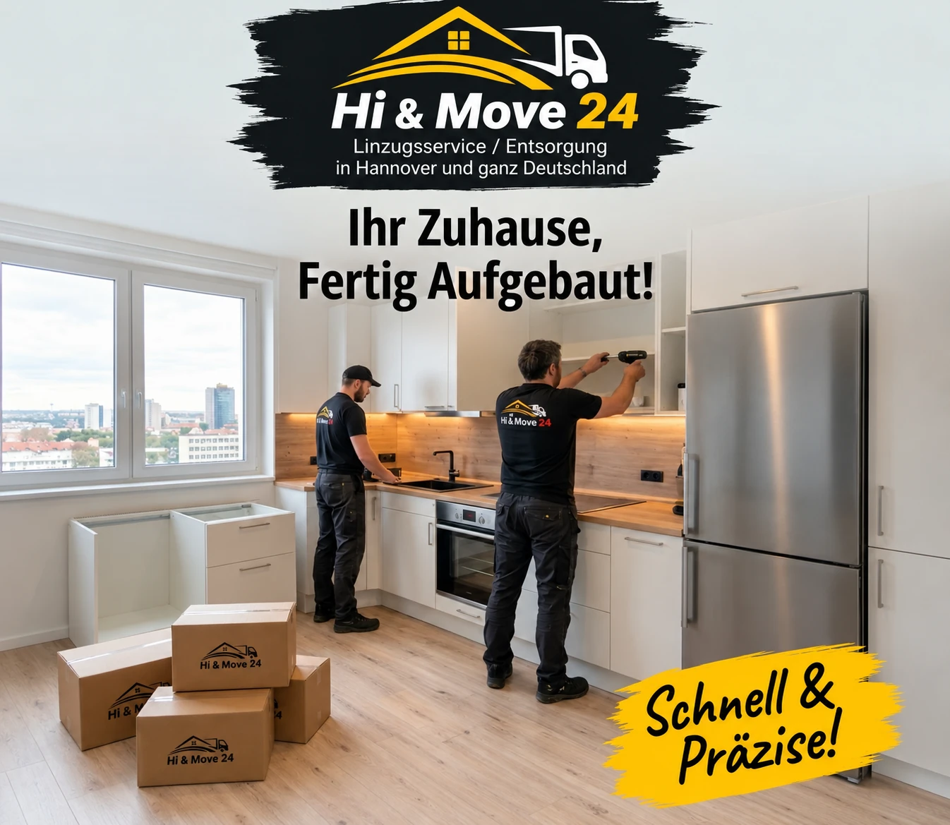 HI&Move24-Werbegrafik zur Küchenmontage