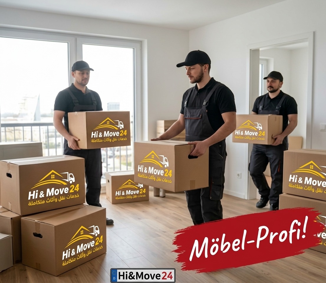 Werbemotiv: Umzugshelfer mit Kartons in einer Wohnung